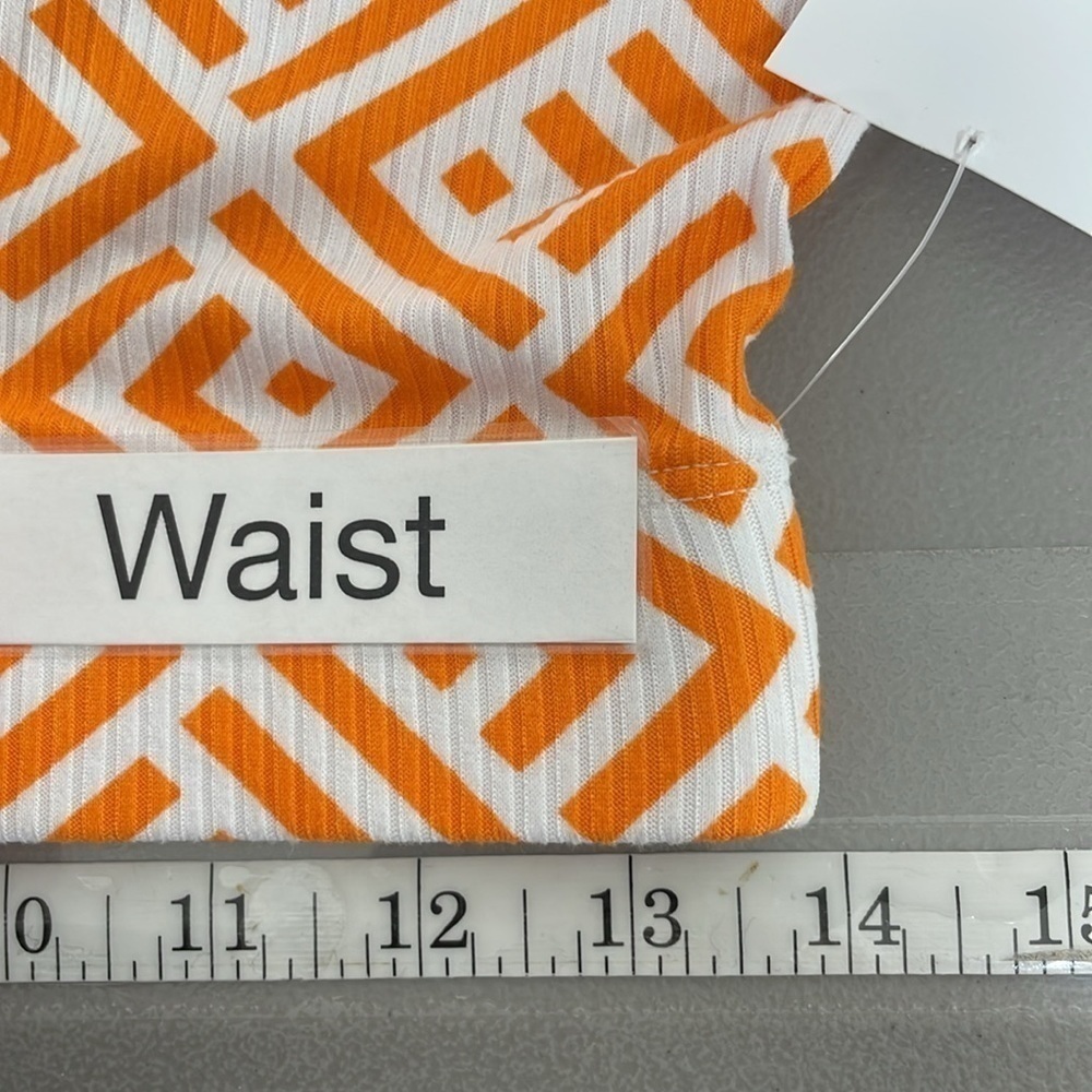 Ces Femme Pants Womens Medium Orange You Glad NWT Pattern Bootcut Geometric - Picture 9 of 11